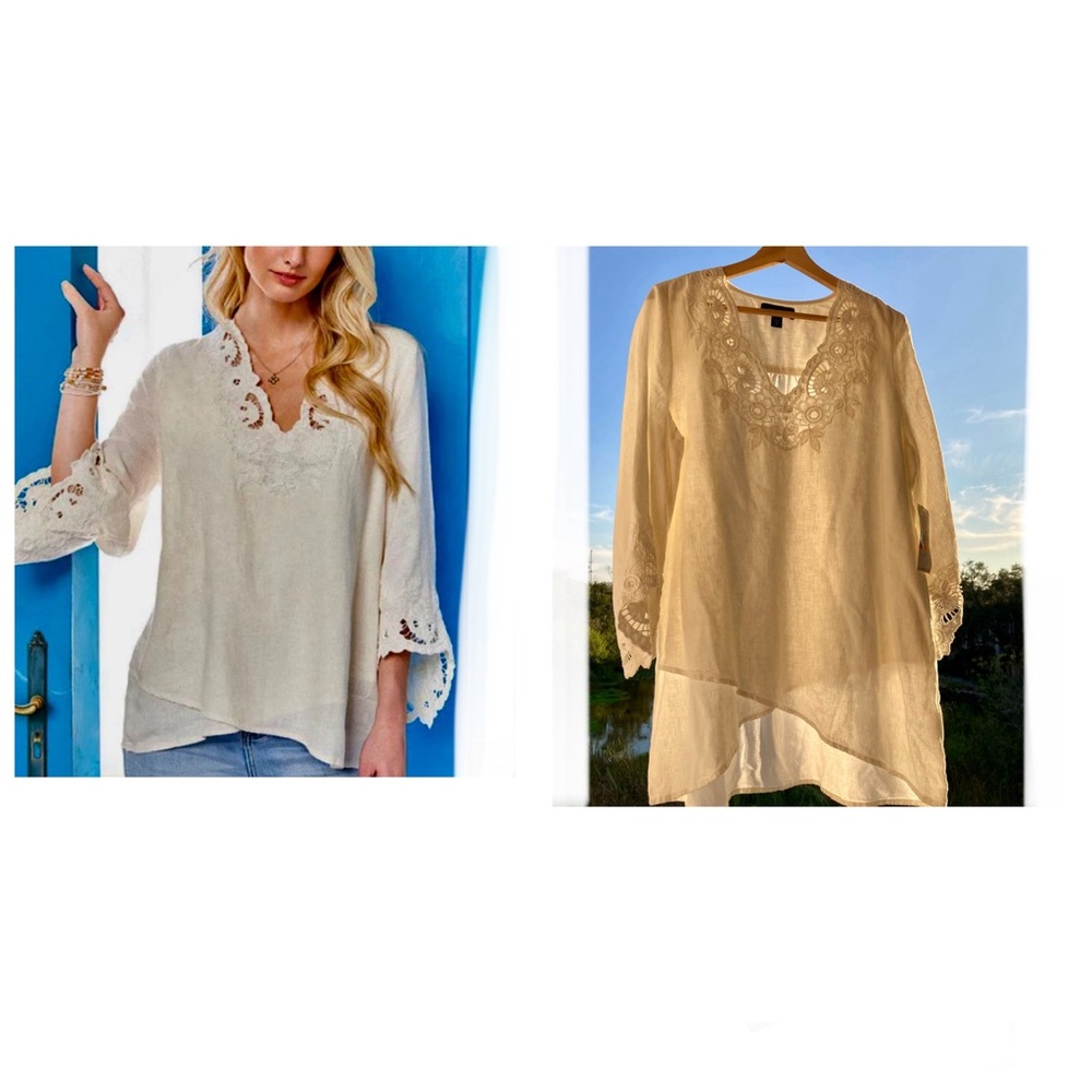 NWT Karen Kane Cream Lace Women's Blouse